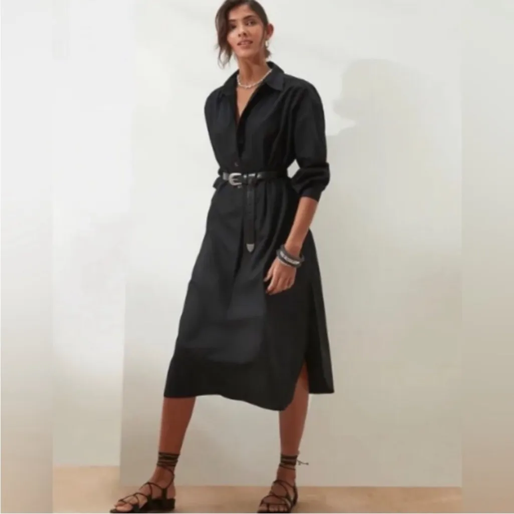 Banana Republic Black Cotton Poplin Shirtdress Dress - Image 2