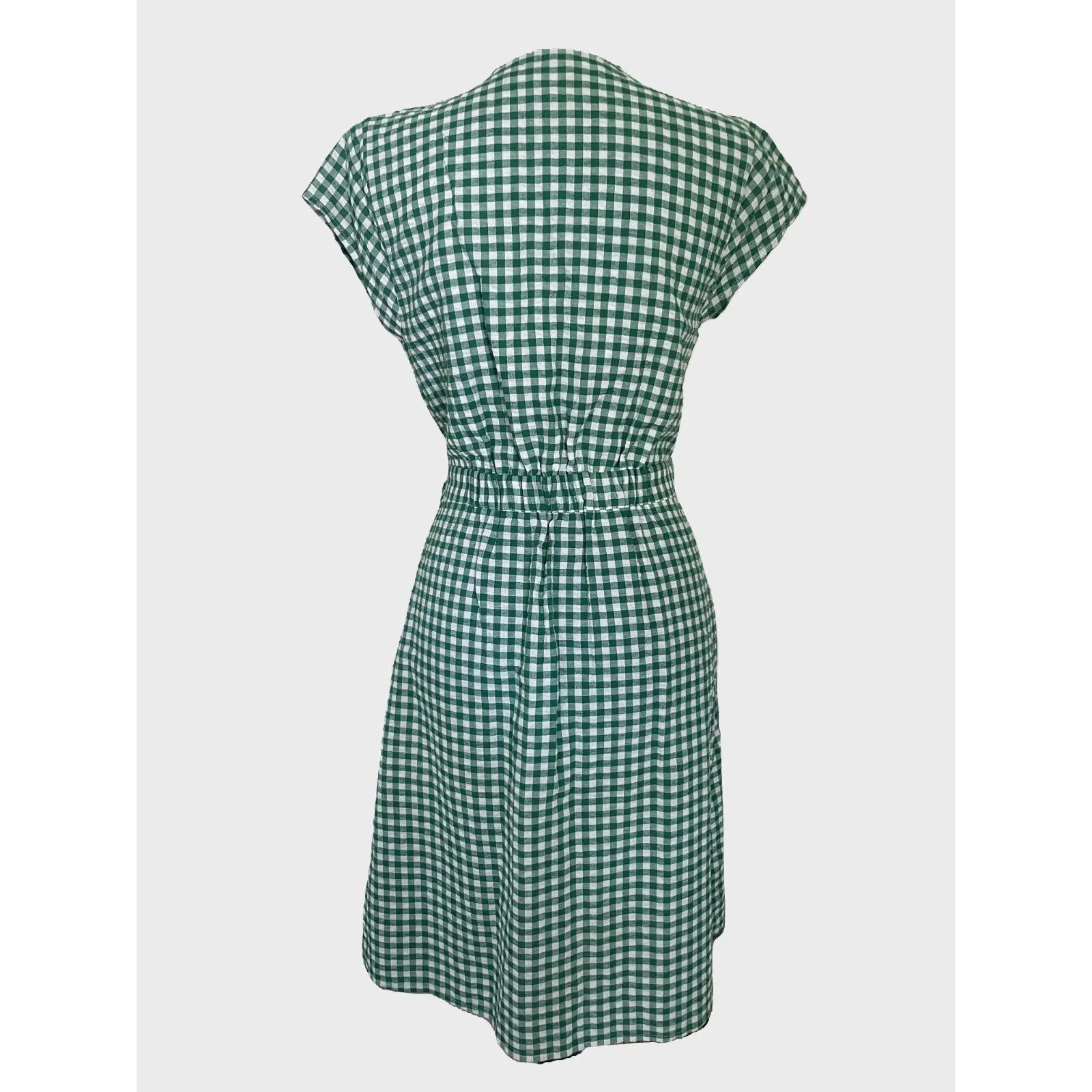 Banana Republic Gingham Wrap Midi Dress 4 Green and White Cottagecore Picnic - Image 3