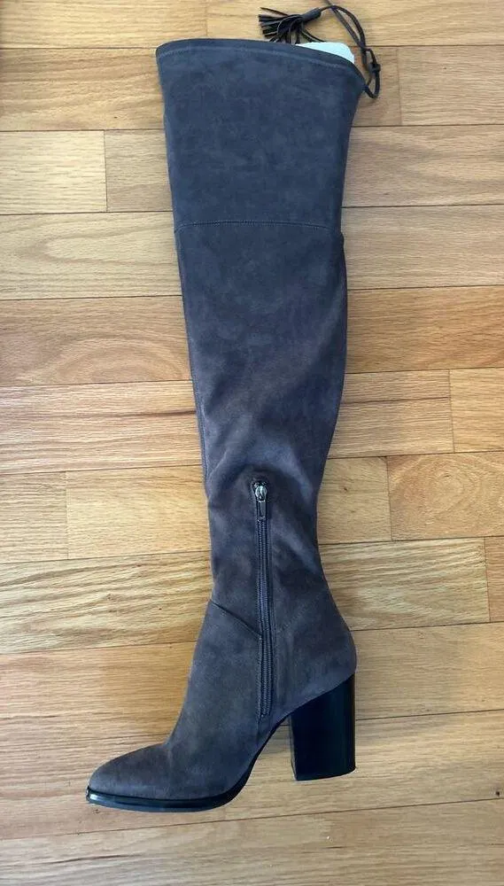 Marc Fisher Grey Faux Suede Over the Knee Heeled Boot - Image 5