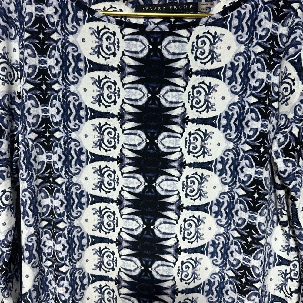 Ivanka Trump Navy Black White Sheath Dress Medium EUC - Image 13