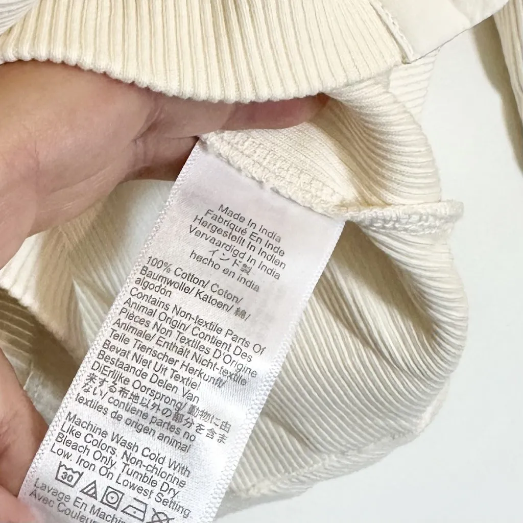 NWT Madewell Vintage Ivory Garment-Dyed Ribbed Cardigan Tee - Size: Extra Small - Image 5