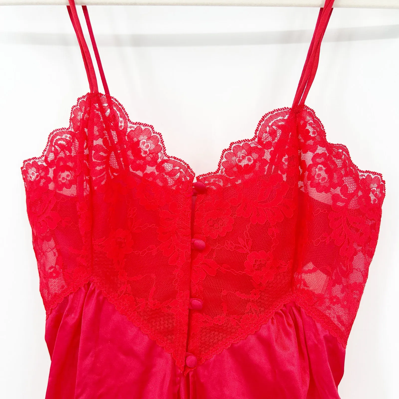 Kayser Lingerie VTG Y2K Romantic Coquette Lace Cami Baby Doll Top Size S‎ Red - Image 2