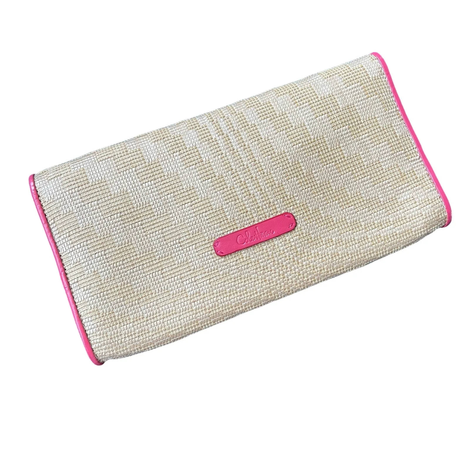Cole Haan Genevieve Straw Unit Clutch Bag Natural Woven Straw Pink - Image 7