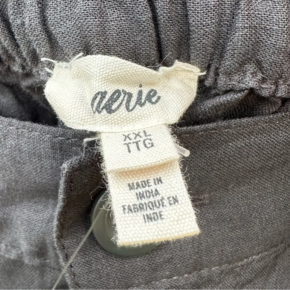 NWT Aerie Pool-to-Party Linen Blend High Waist Wide Leg Trouser Smoked Grey XXL - Image 8