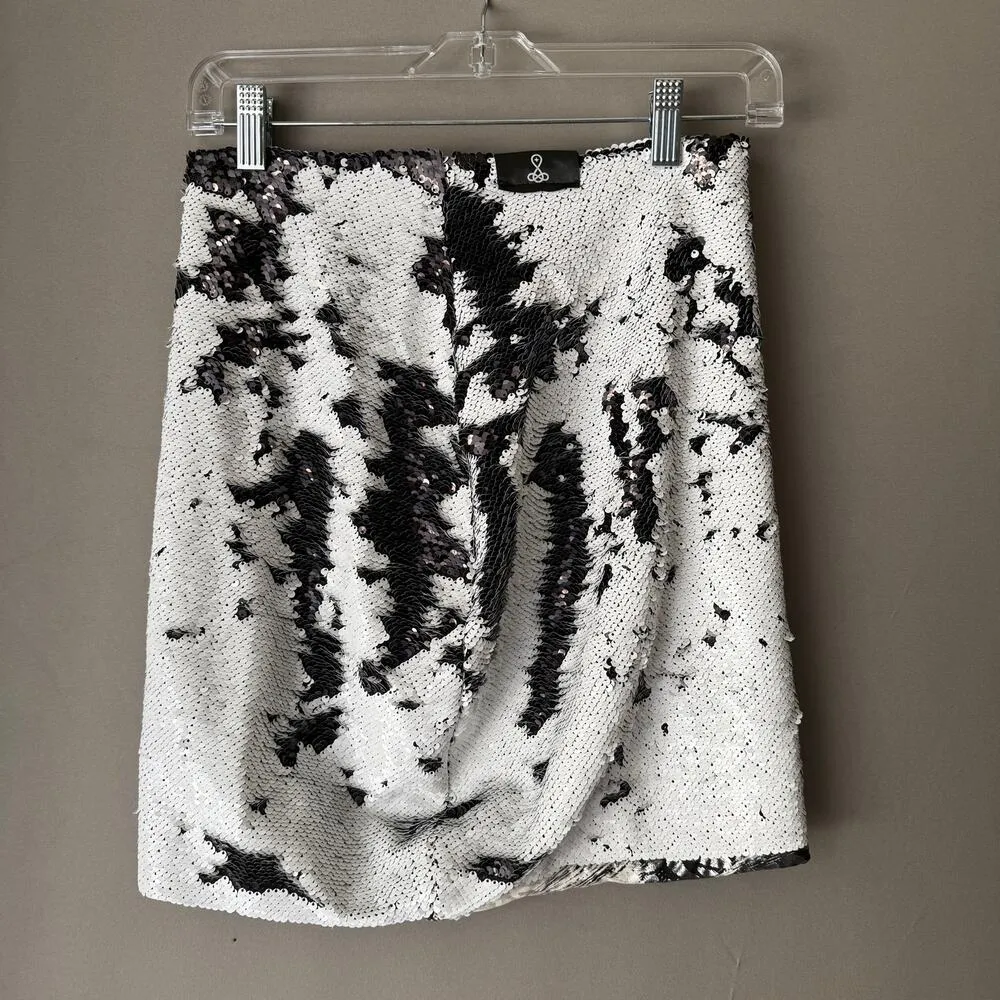 Stardust‎ sz S black white sequin color change mini skirt - Image 4