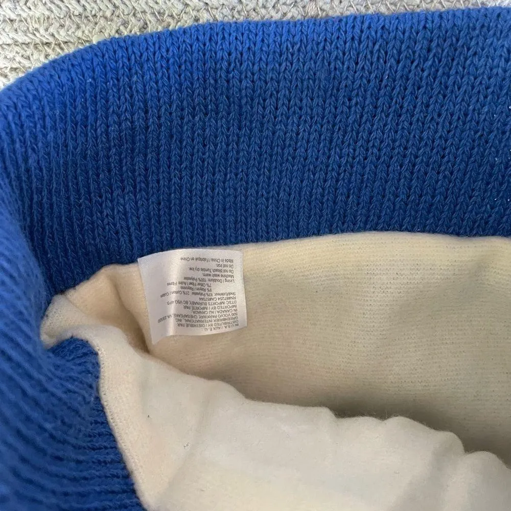 Juncture Cobalt Blue and White Snowflake Fleece Lined Knit Hat with Pom NWT - Image 8