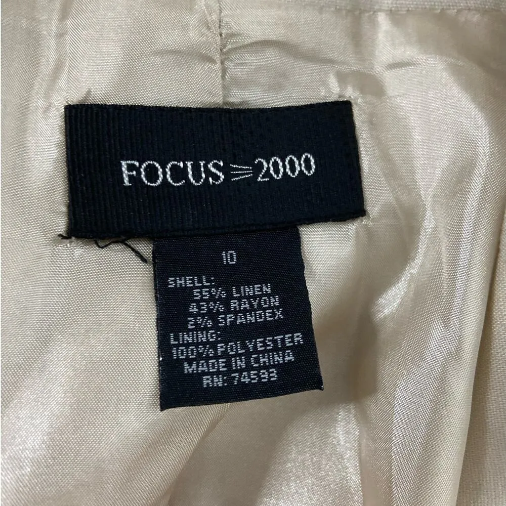 Focus 2000 Trench Pea Coat Womens 10 Belted Lined Linen Blend Mid Length - Image 5