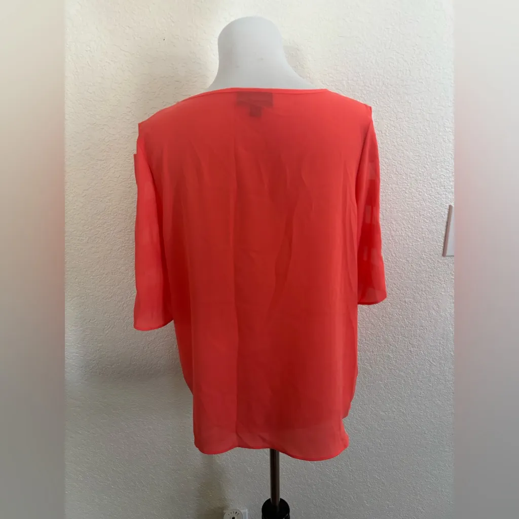 BOLD elements Coral Cutout Sleeve Blouse - Image 4