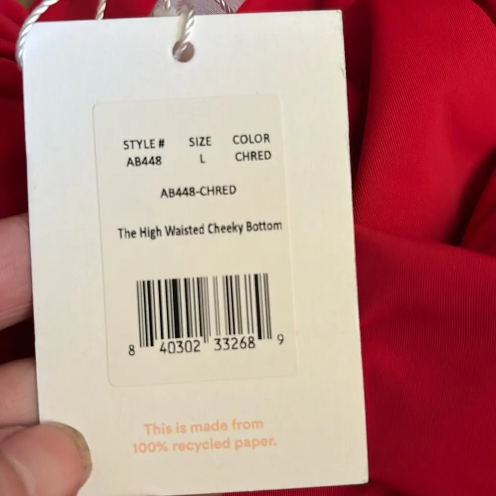 Andie Bikini Set Havana top High Waisted Cheeky Bikini Bottom Cherry Red Size L - Image 7