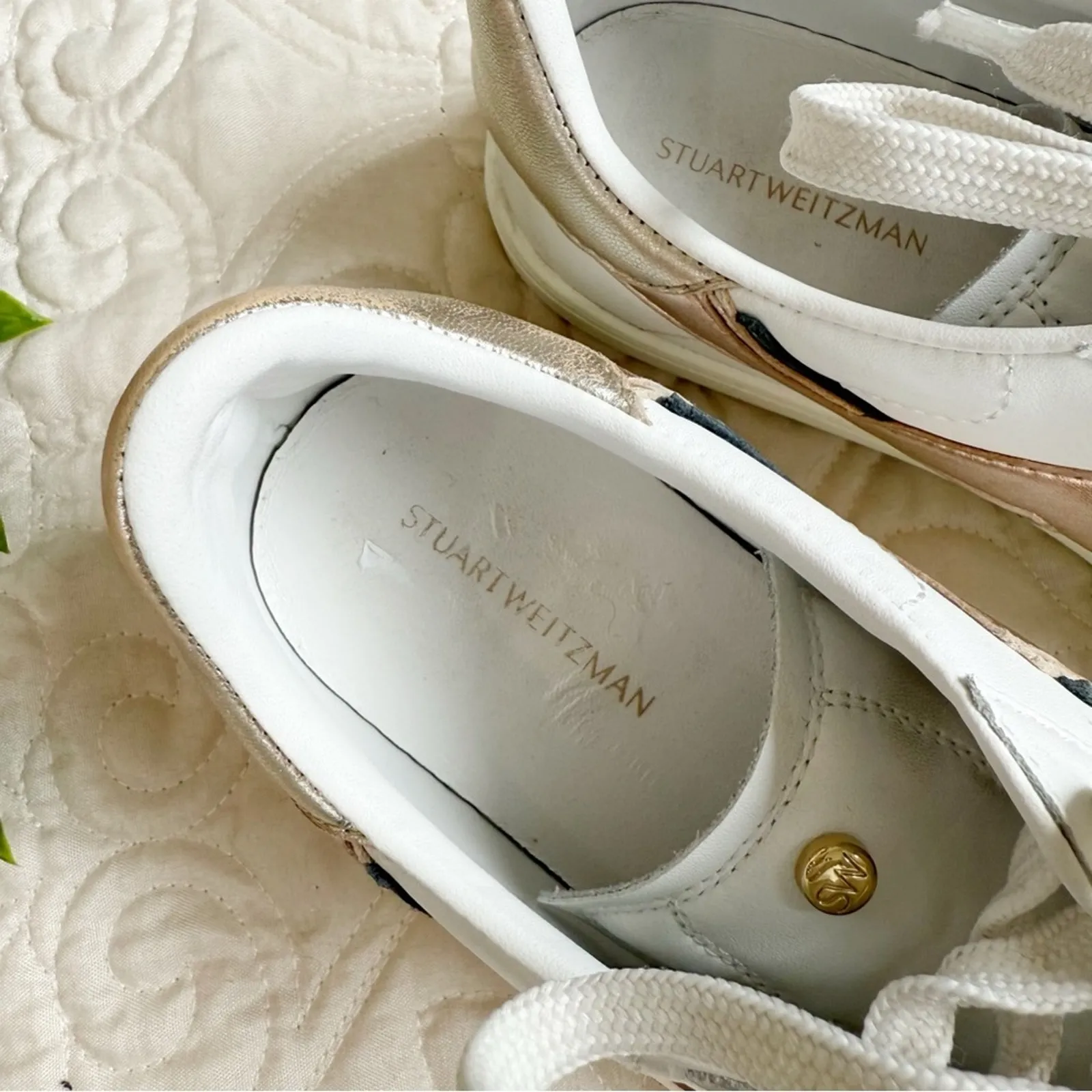 Stuart Weitzman Daryl II Leather Sneakers Sz 6.5 - Image 2