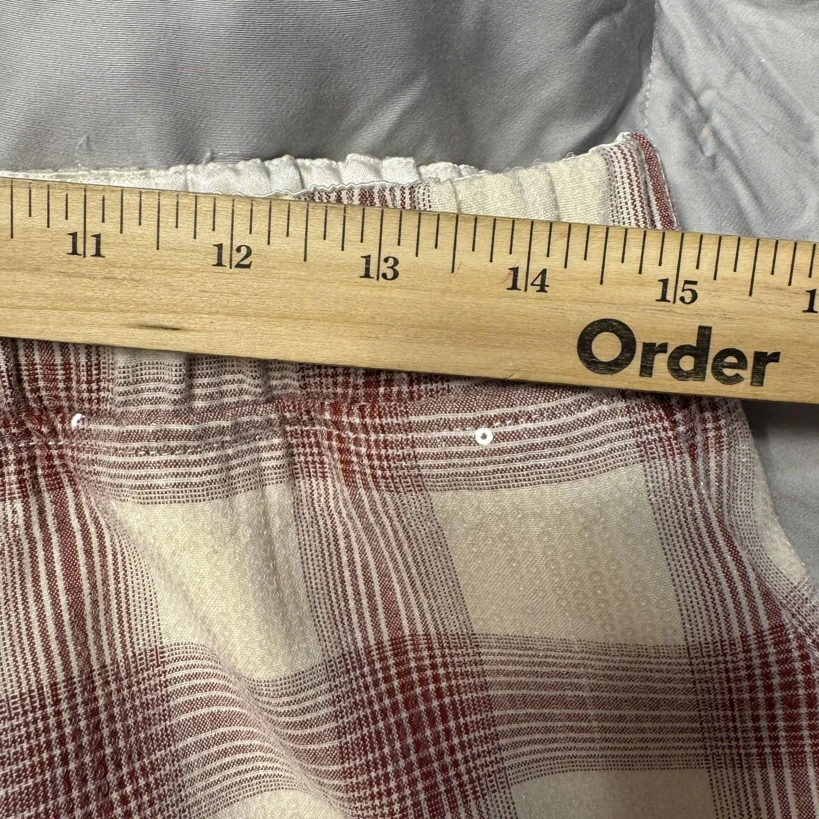 Eva Franco Pants Womens Medium White Plaid Sequin Feather Hem Cropped Pull On - Image 4