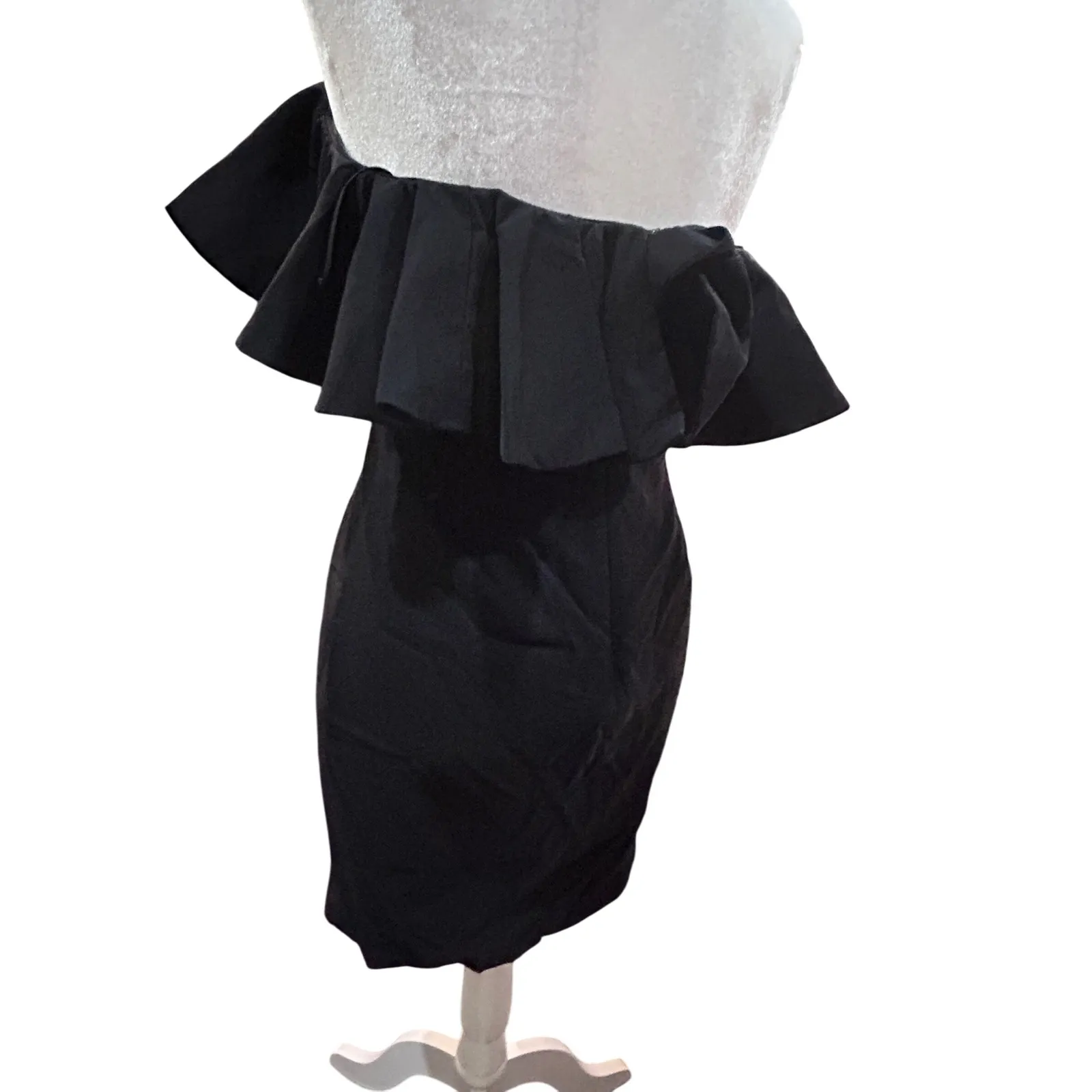 Black Off The Shoulder Ruffle Mini Dress Evening Party Cocktail Size L - Image 6