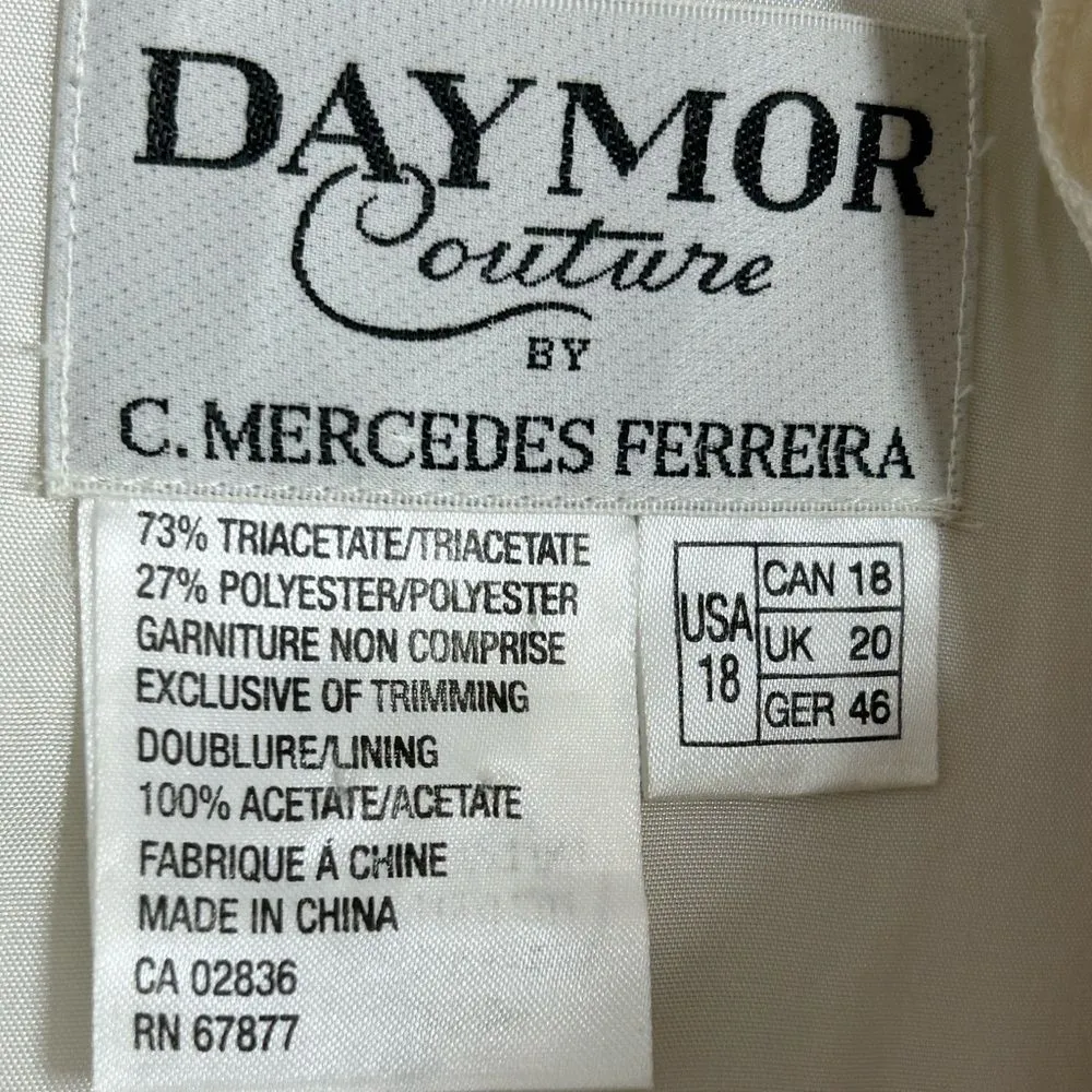 Vintage Daymor Couture Cream Beaded Formal Gown with Attached Jacket size 18 - Image 8