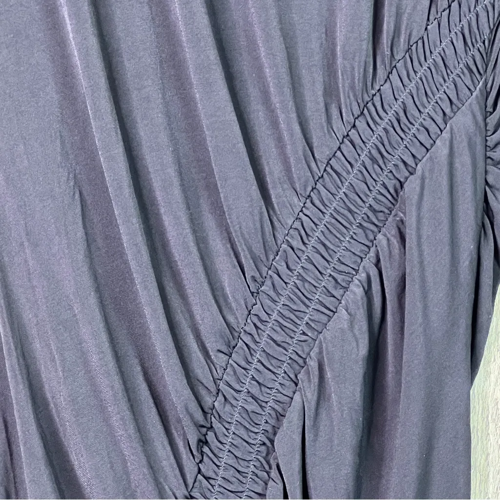 INC International Concepts Medium Asymmetrical Smocked MIDI Crewneck Black Dress - Image 6