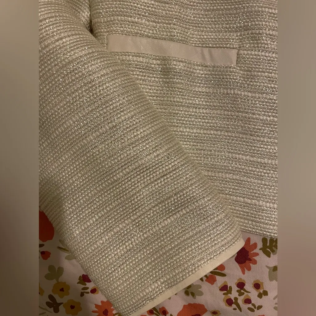 NWT silver and gold Textured shiny reflecting stripes cream ivory color jacket - Image 6