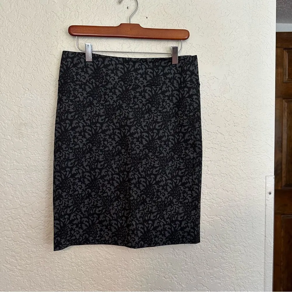 Brixon Ivy Blue Black Lace Overlay PU Trim Lined Rayon Blend Pencil Skirt Medium - Image 5