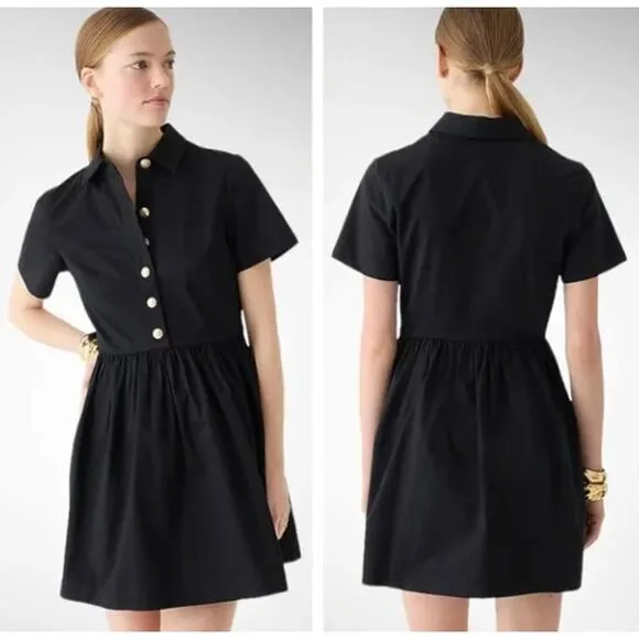 J. Crew Margaret A Line Chino Shirt Mini Dress Black Gold Size 6 NEW - Image 2