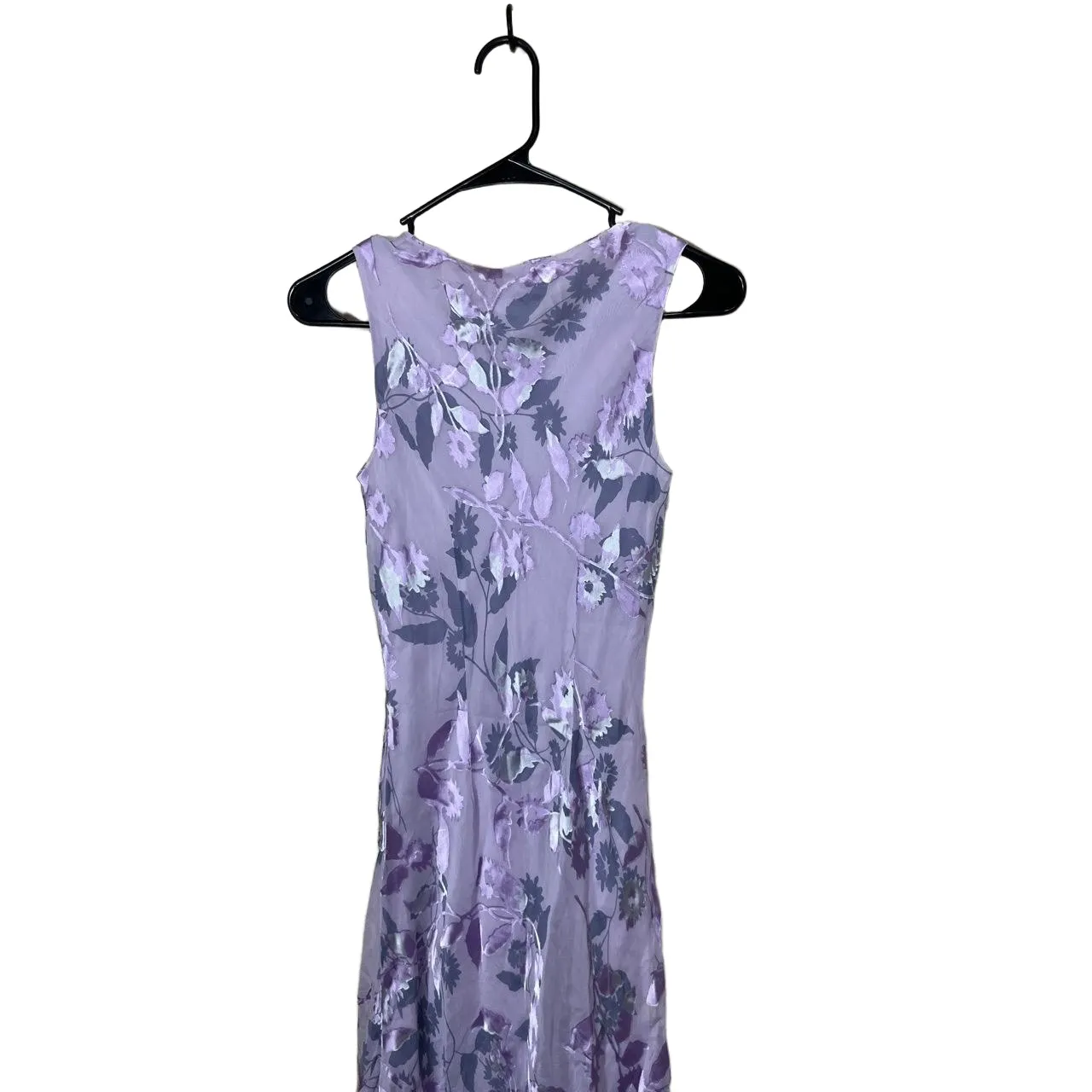Petite Sophisticate Purple Vintage Silk Floral Print Sleeveless‎ VNeck Dress 2 - Image 8