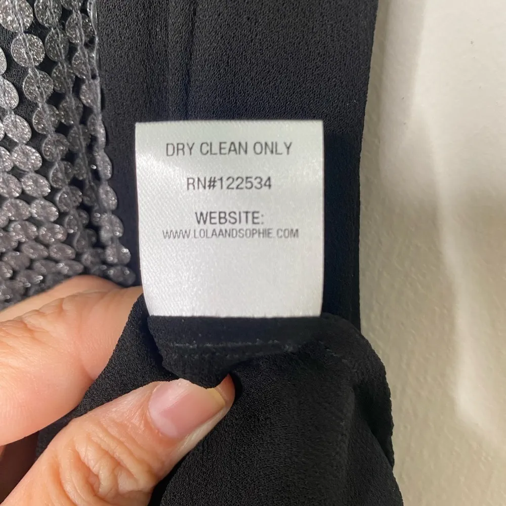 Lola and Sophie Black and Silver Sequin Top 100% Vuscose Size Medium - Image 4