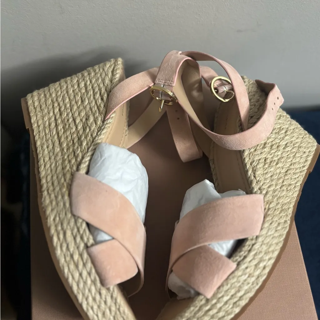 VIA SPIGA Pink 1" Platform Sesilia Wedge Buckle Leather Espadrille Shoes Size 9.5 - Image 5