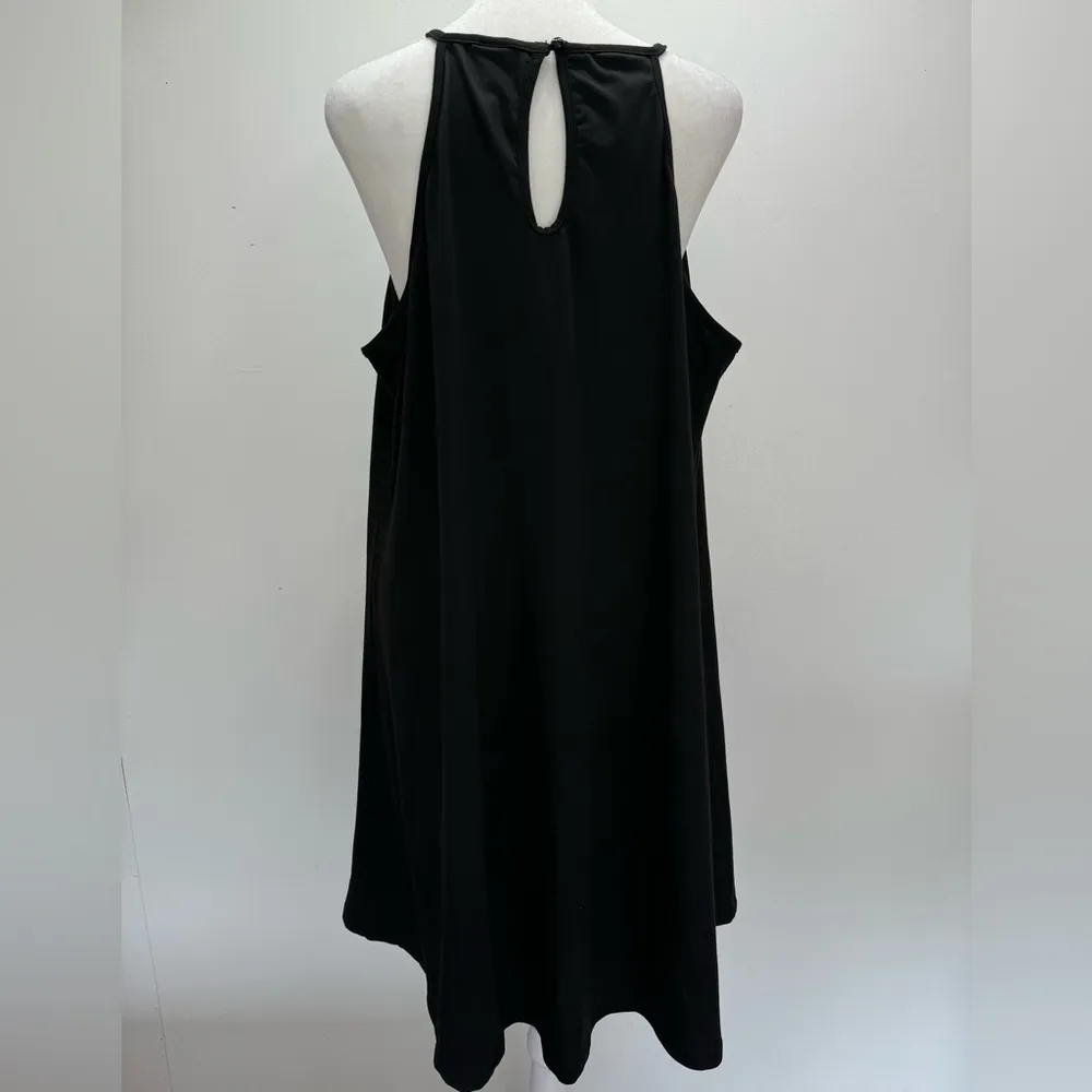 Black Crochet Lace Cutout Yoke Halter Swing Knit Dress by Emery Rose Size 1X - Image 3