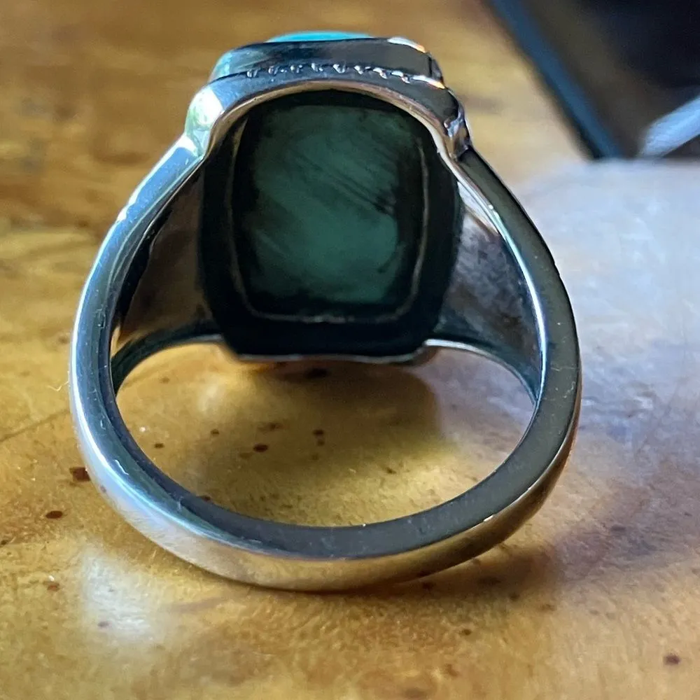 Natural Royston Turquoise Sterling Silver Eagle Ring Size 7 Blue - Image 5