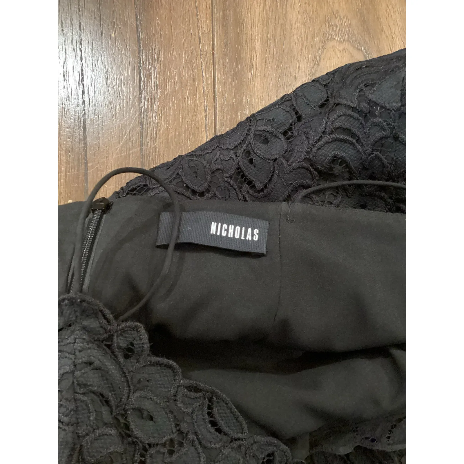 NICHOLAS Paisley Lace Bra strppy black fitted midi Dress size 6 - Image 8