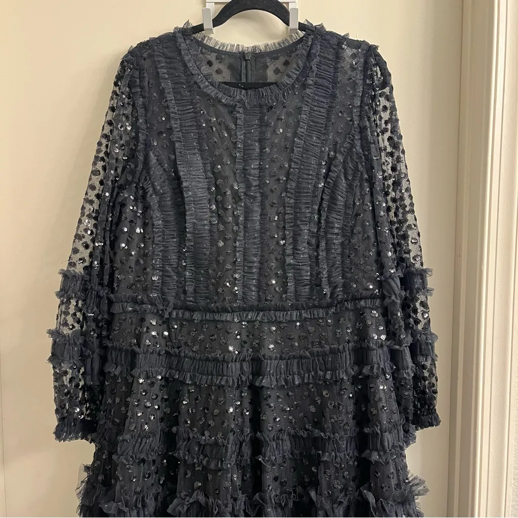 Needle & Thread Dot Shimmer Ankle Gown Black Size US 16 - Image 4