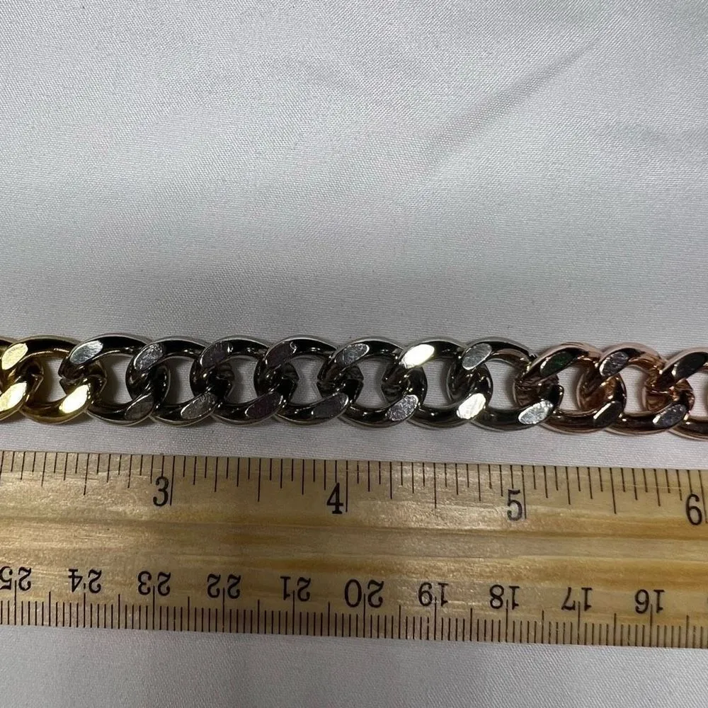 Luv AJ Tri Color Heavy Link Bracelet Gold - Image 4