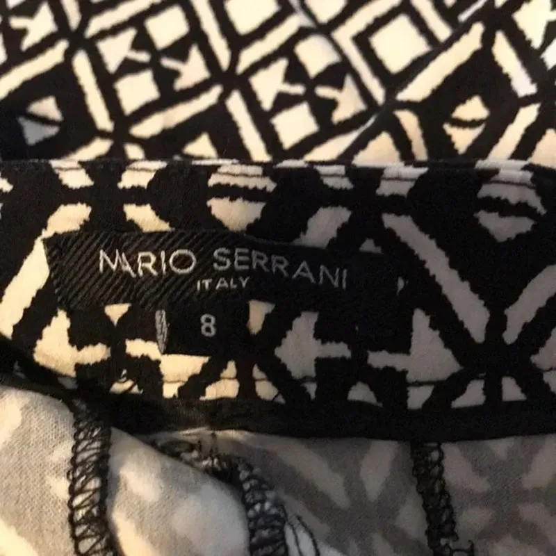 Mario Serrani Womens Shorts Size 8 Black White Tribal Geometric Print Fitted‎ - Image 6