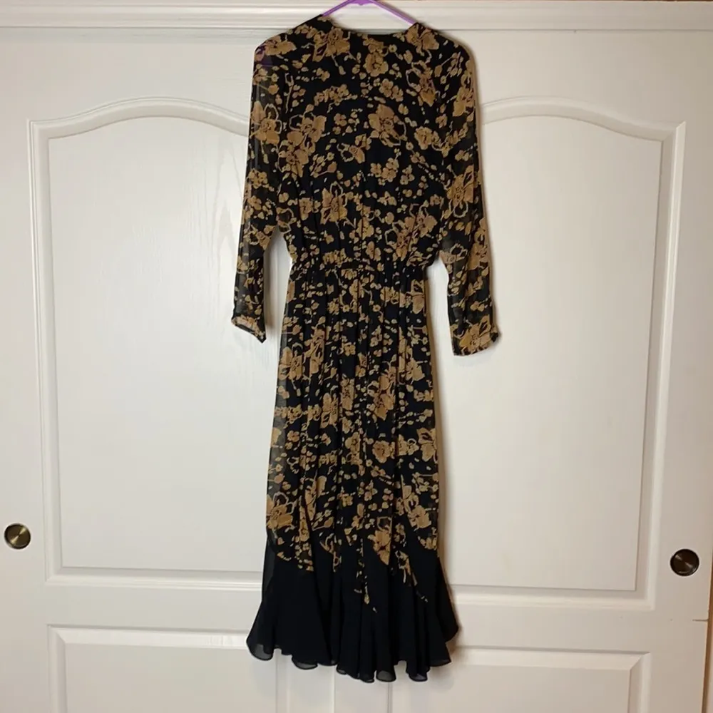 VINTAGE SPENCER ALEXIS LONG SLEEVE FLORAL DRESS holiday special occasion Black Size M - Image 5
