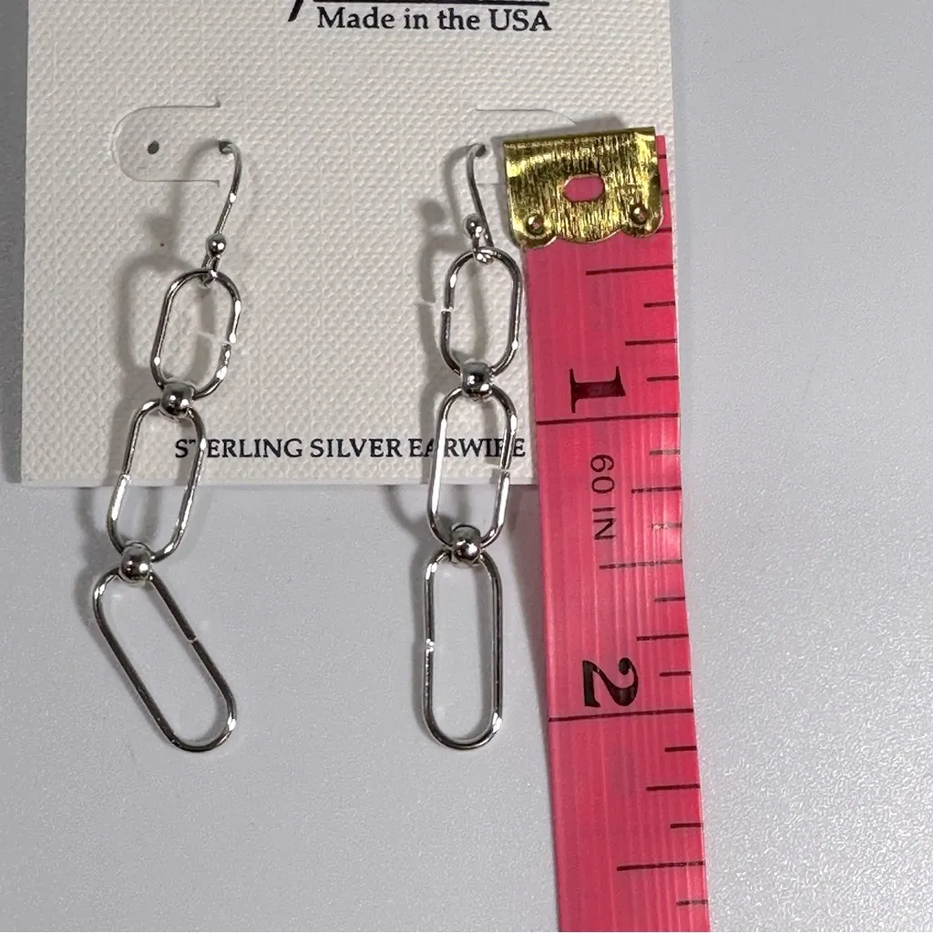 Sterling Silver Link Dangle Tarnish Free Earrings - Image 5