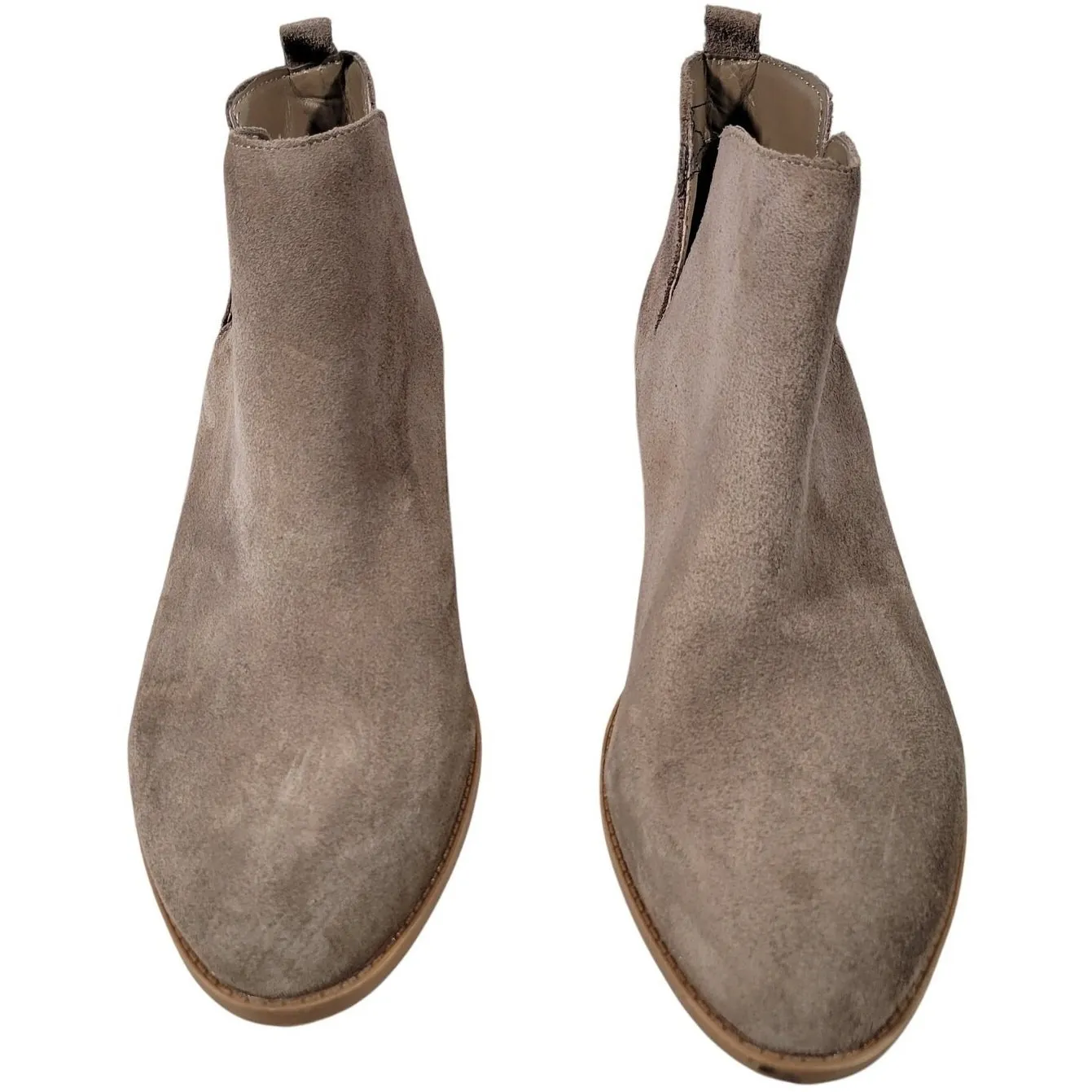 Steve Madden Suede Ankle Booties‎ Taupe V Cut Out Perforated Heel Shoes 9 NEW - Image 3