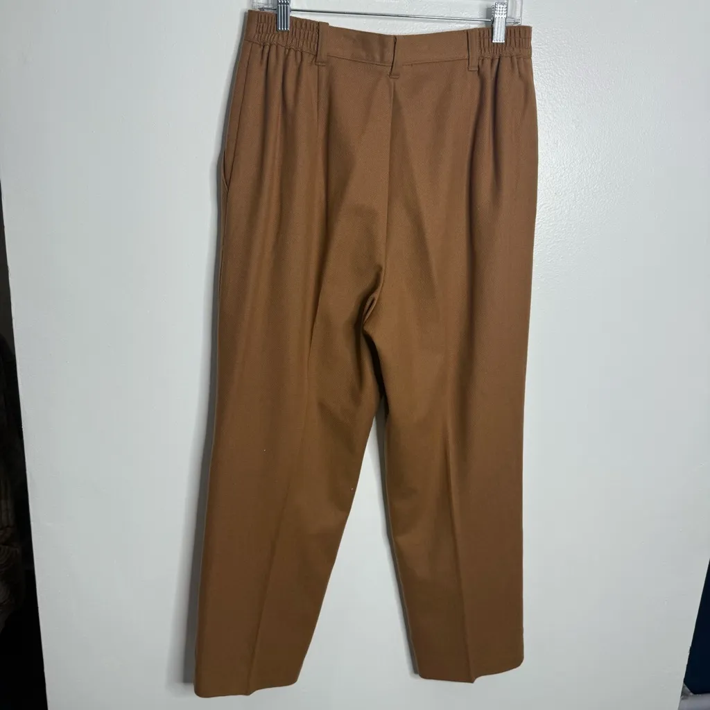 NWOT Sag Harbor Brown/Tan 100% Pure Wool Pleated Front Dress Pants Size 14 Tan - Image 6