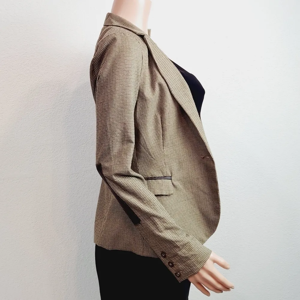 Paper Tee Small Plaid Cropped Jacket Brown Size: S - Image 8