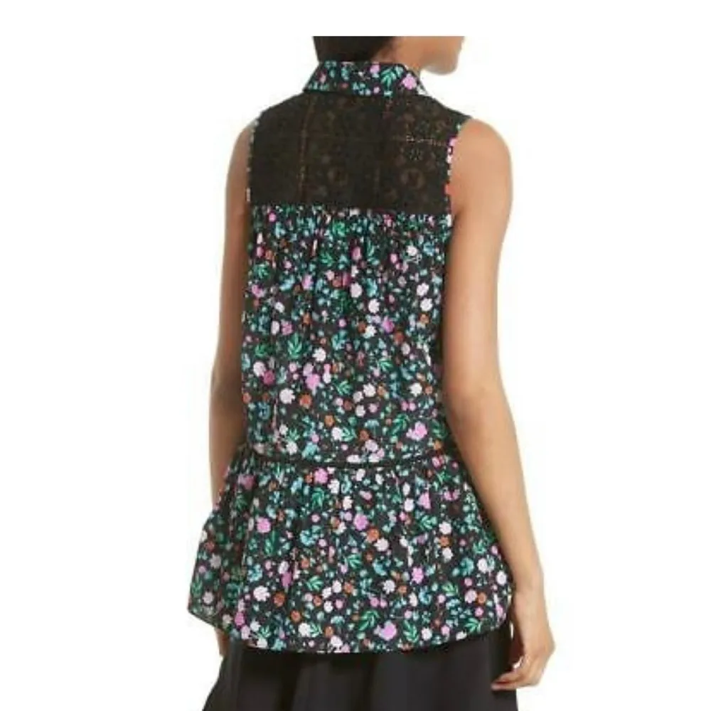 Kate Spade Greenhouse Lace Yoke Floral Top Size XS - Image 2