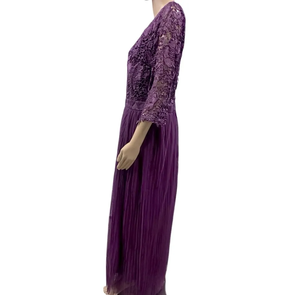 Ibtom Castle Purple Lace Tulle Half Sleeve Formal Mother of Bride Maxi Dress 2X - Image 4