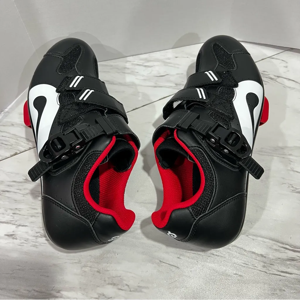 Peloton Cycling Size 39 (8 women 6.5 men) Shoes Black White Red Accents Unisex - Image 5