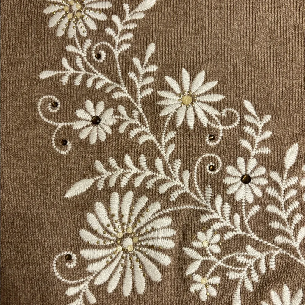 Alfred Dunner Embroidered Floral Knit Sweater XL Cottagecore - Image 5
