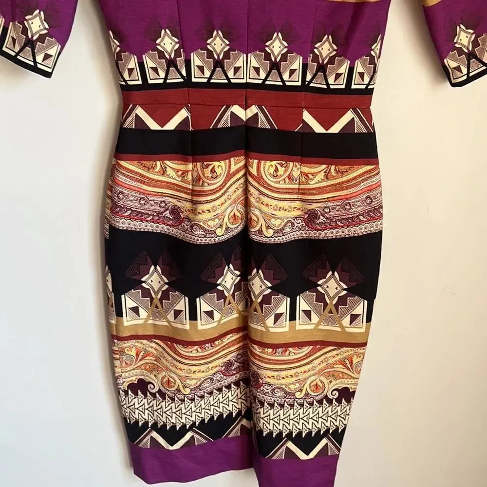 ETRO V Neck Ponte wool blend Sheath Dress Size 42 Purple Size M - Image 10