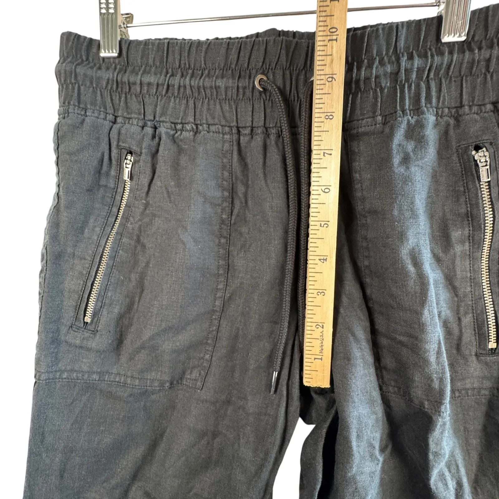 Athleta Cabo Linen Jogger Pants Black‎ Sz 4 Drawstring Lightweight Boho READ - Image 8