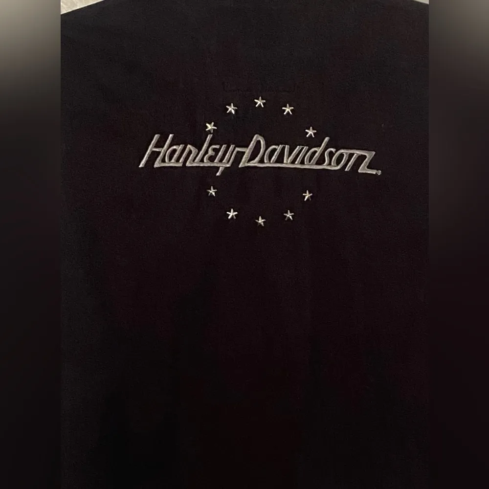 Harley Davidson Vest Black Denim Women's Embroidered Biker Size S Vtg EUC - Image 12