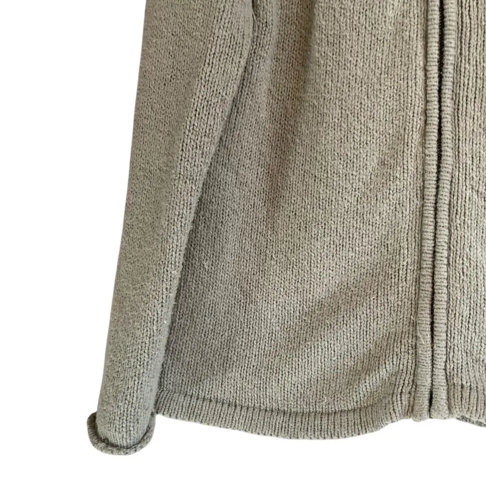 LL Bean Sage Green Cotton Knit Full Zip Cottagecore Cardigan Sweater Size Medium - Image 9