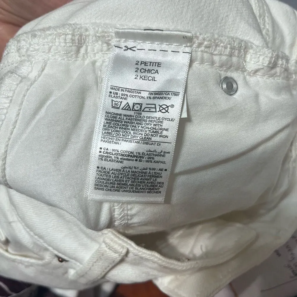 Old Navy high rise curvy OG straight jeans White Stretch Denim size 2P Raw Hem - Image 7