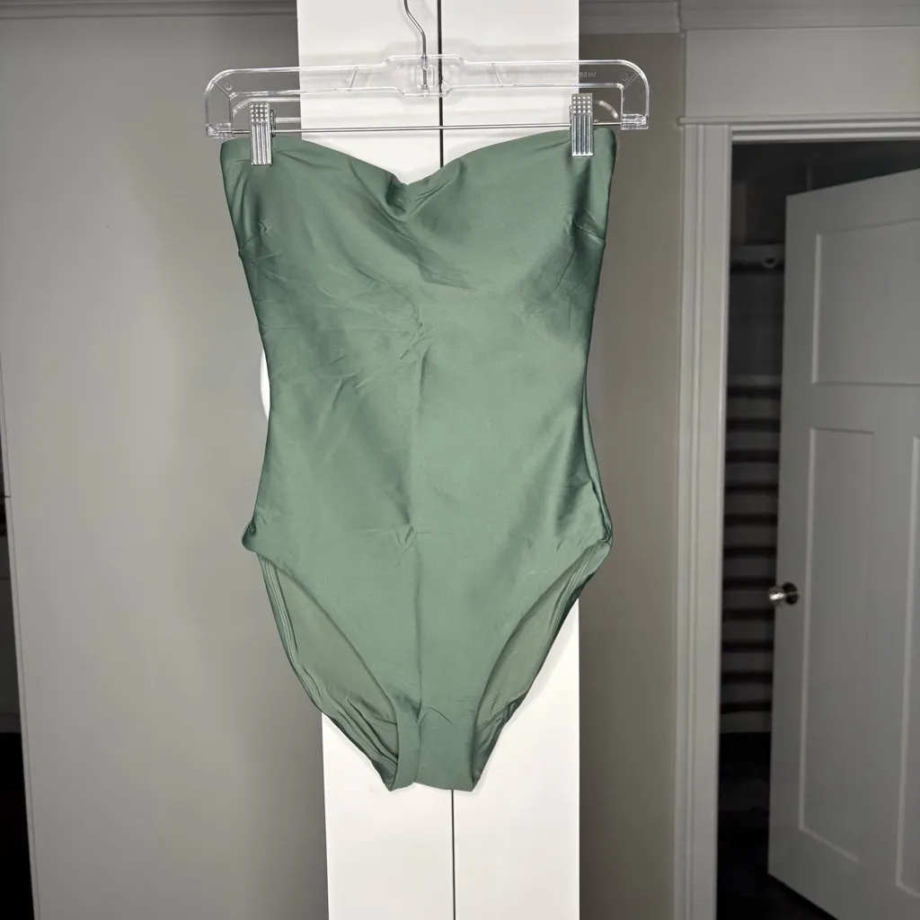 NWT J. Crew Gemma Bandeau One-piece Classic Sculpt Simply Sage Green - Image 2