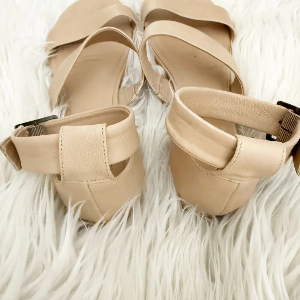 ABLE | Leather Light Tan Nude Block Low Heel Sandals Ankle Strap | Size 9.5 - Image 3