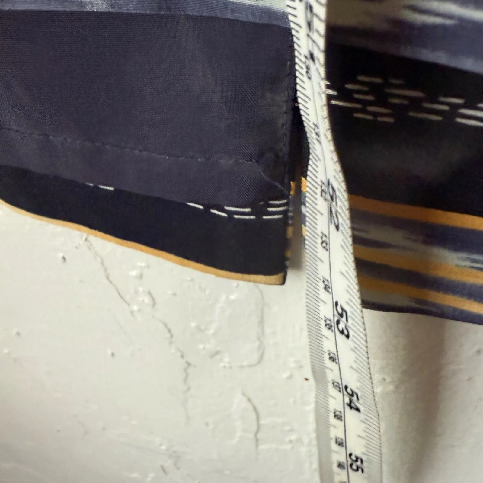 Adrianna Papell Vintage Silk‎ Blend Striped Dress Suit Set Women 16 Navy Gold - Image 8