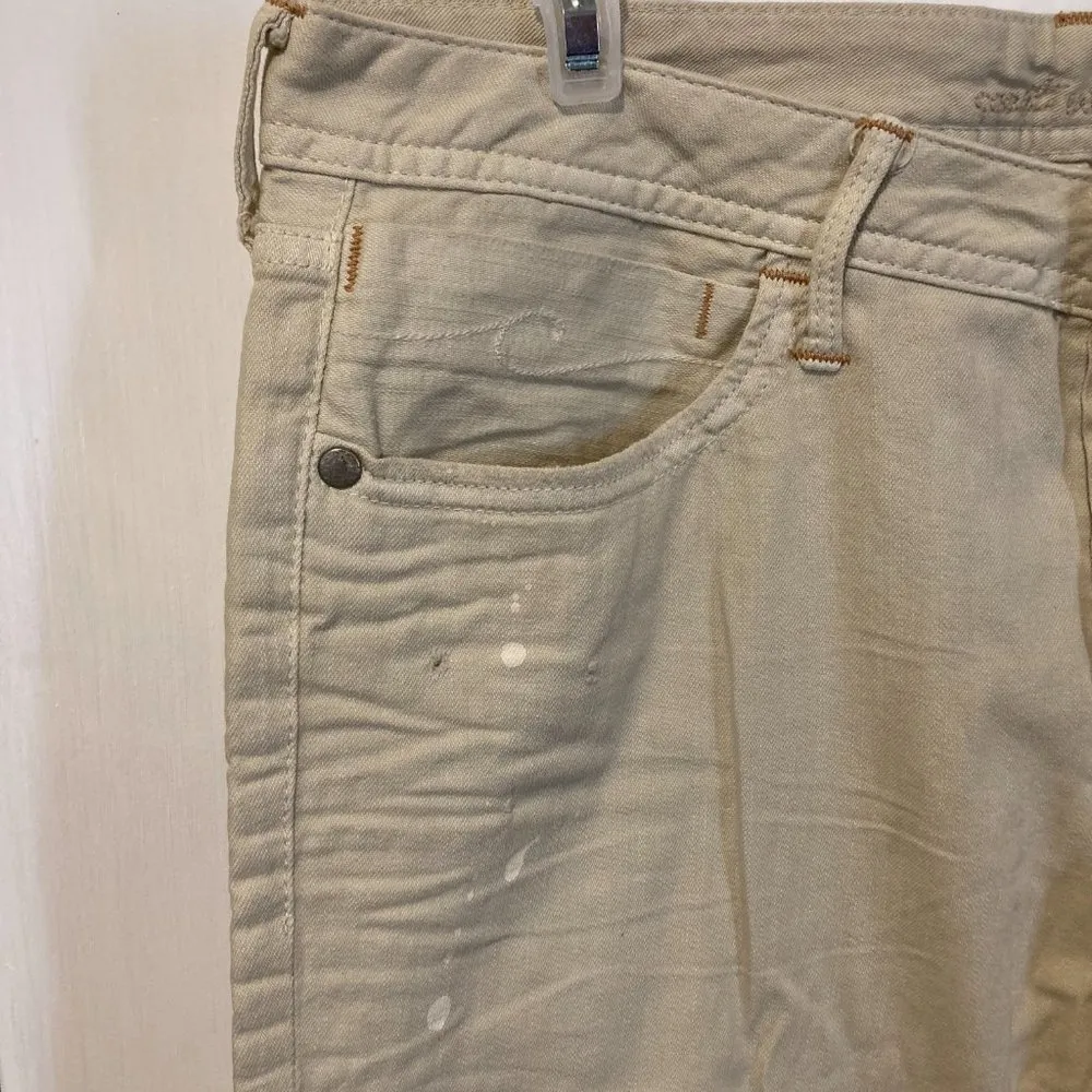 Coast Weber & Ahaus women's size 29 splatter paint aged look distressed trouser Tan - Image 3