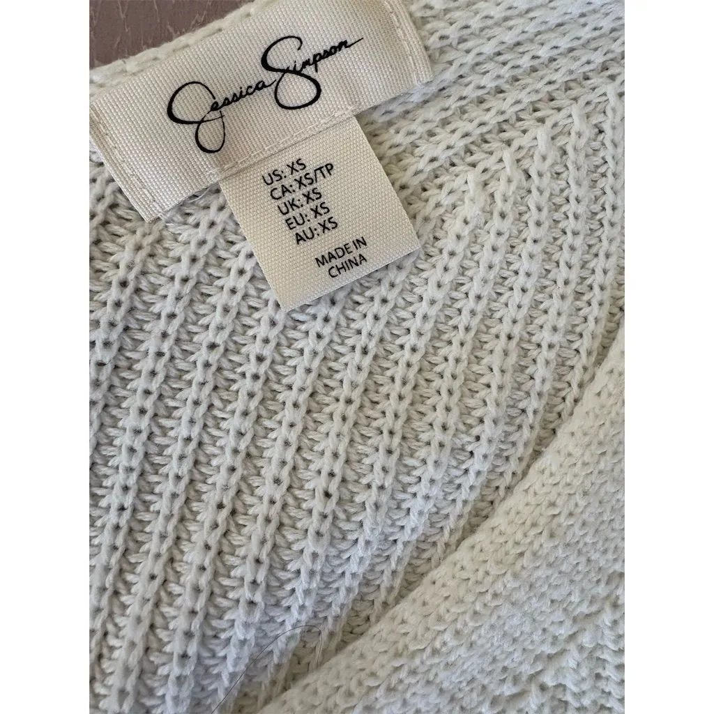Jessica Simpson Women's XS‎ Ivory Cardigan Sweater Pearl Accents - Image 5