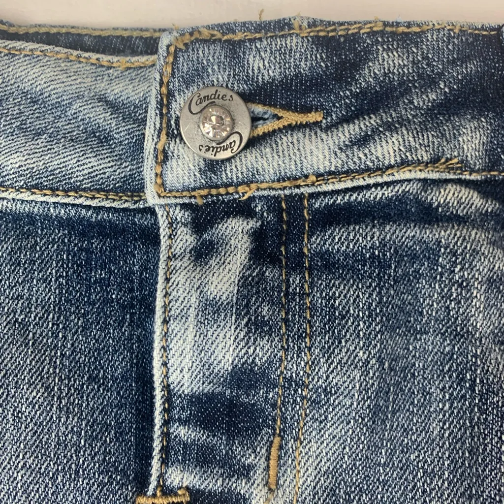 Candie's size 5 30 Asymmetrical Denim White Skirt ruffle cowgirl y2k vintage vib - Image 5